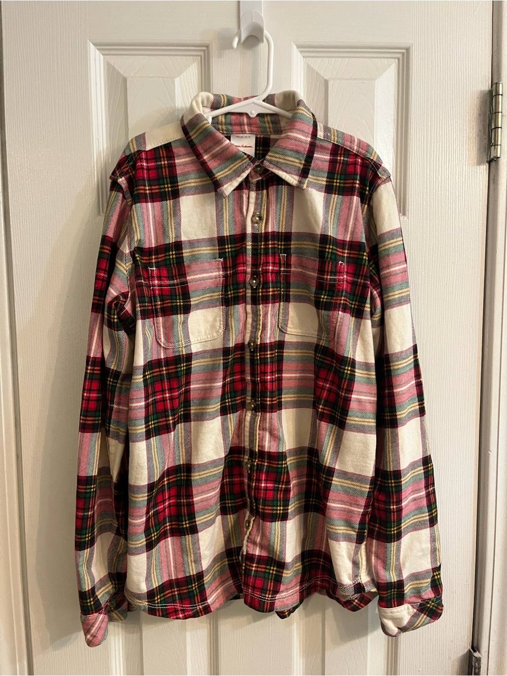 Hanna Andersson Christmas Plaid Flannel Button-Down Shirt Boys Size 12
